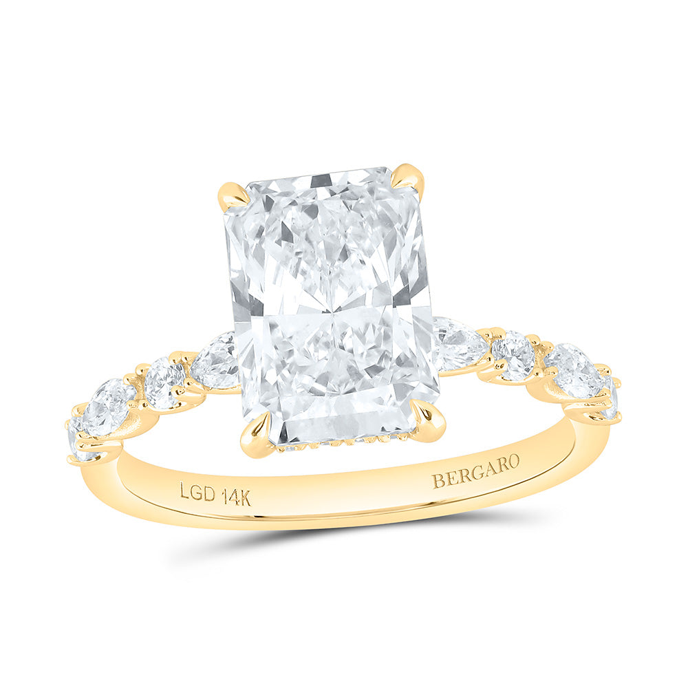 14K Yellow Or White Gold 3 1/2 Cttw Lab Grown Diamond 3 Cttw Center Radiant Engagement Ring