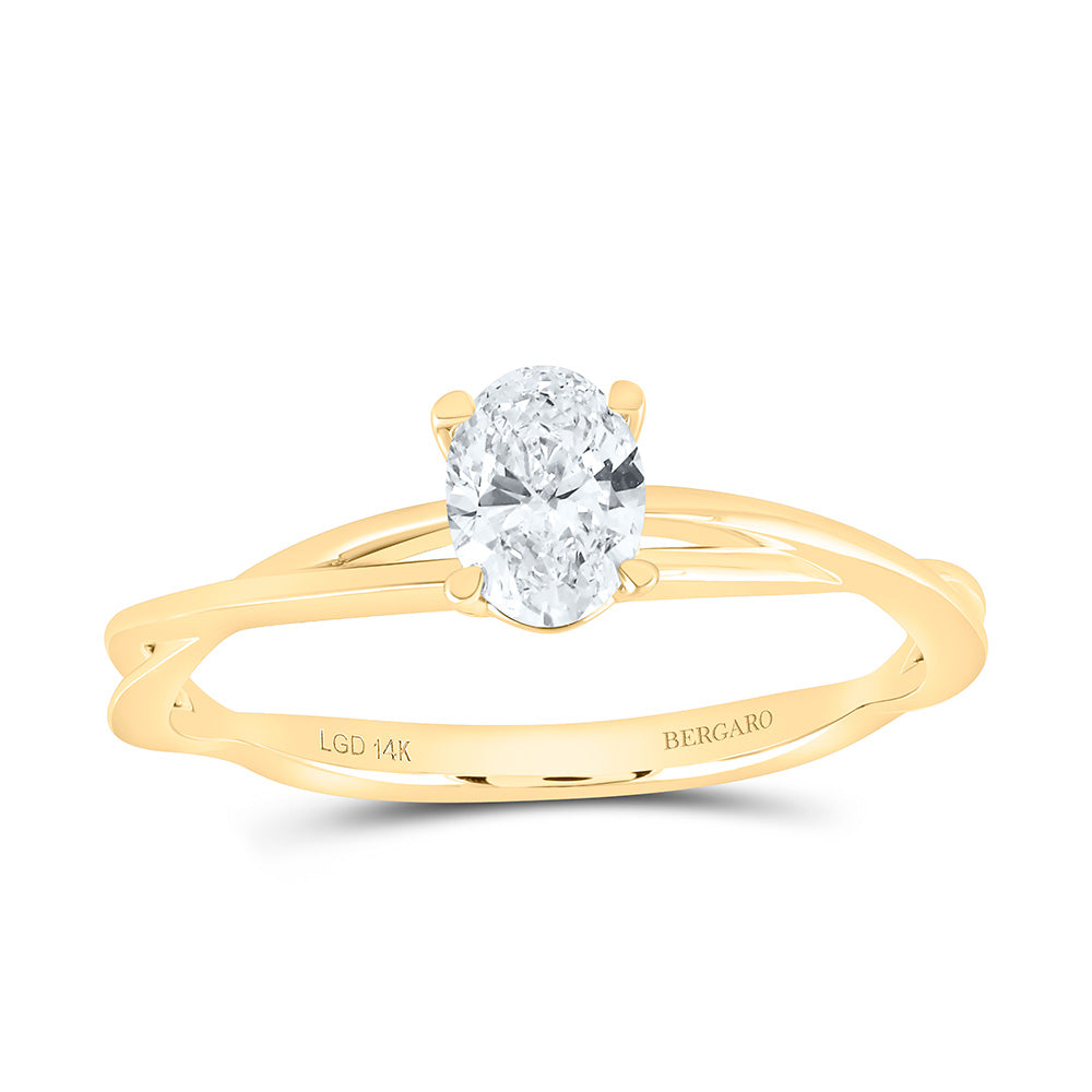 14K Yellow Or White Gold 1/2 Cttw Lab Grown Diamond Oval Solitaire Ring