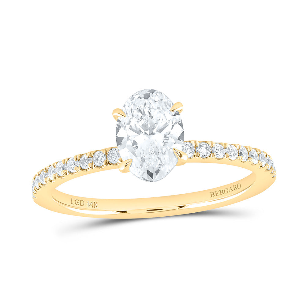 14K Yellow Or White Gold 1 1/3 Cttw Lab Grown Diamond 1 Cttw Center Oval Engagement Ring