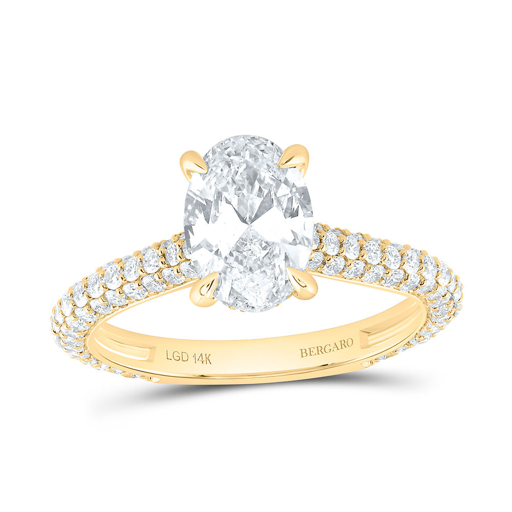 14K Yellow Or White Gold 2 1/2 Cttw Lab Grown Diamond 1 1/2 Cttw Center Oval Engagement Ring