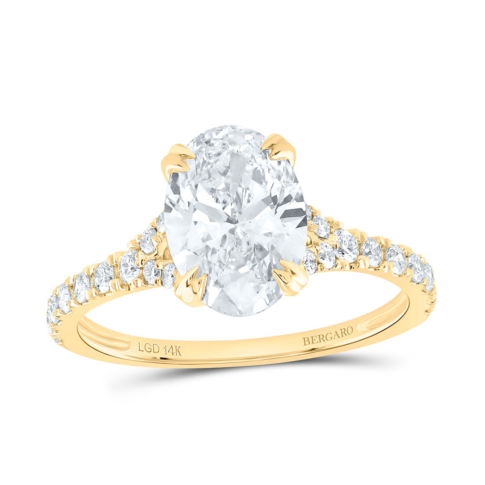 14K Yellow Or White Gold 2 1/2 Cttw Lab Grown Diamond 2 Cttw Center Oval Engagement Ring