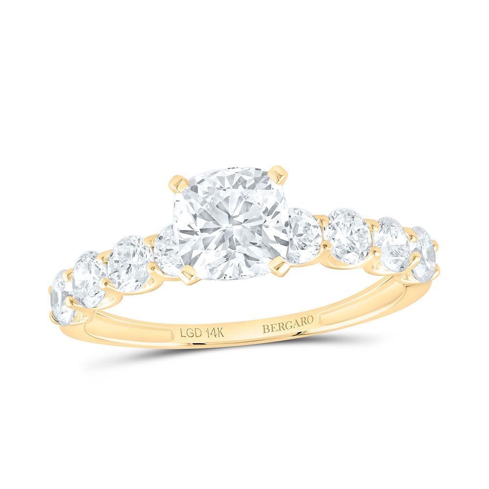14K Yellow Or White Gold 1 7/8 Cttw Lab Grown Diamond 1 Cttw Center Cushion Engagement Ring