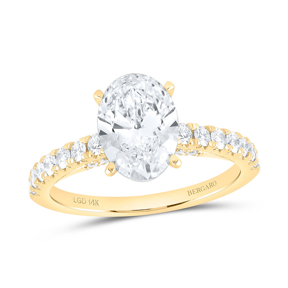 14K Yellow Or White Gold 2 1/2 Cttw Lab Grown Diamond 2 Cttw Center Oval Engagement Ring
