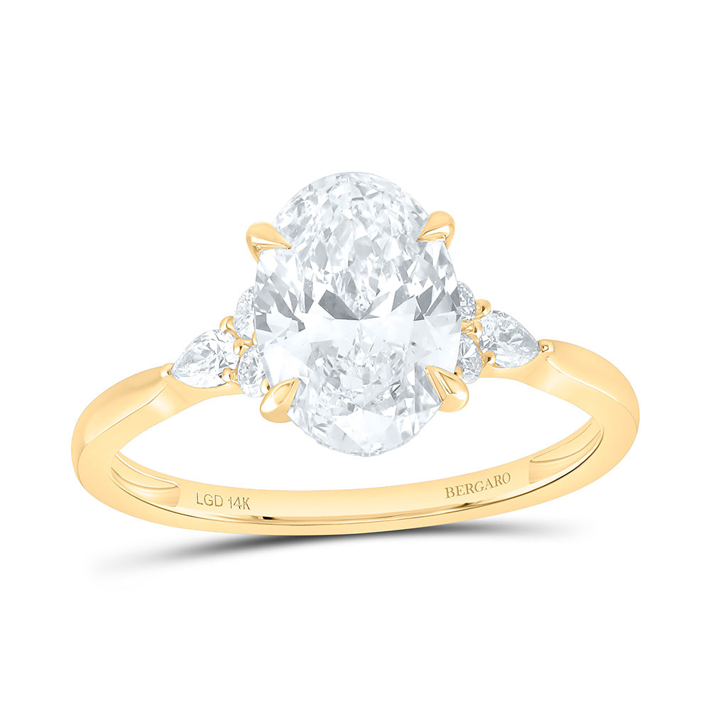 14K Yellow Or White Gold 2 1/4 Cttw Lab Grown Diamond 2 Cttw Center Oval Engagement Ring