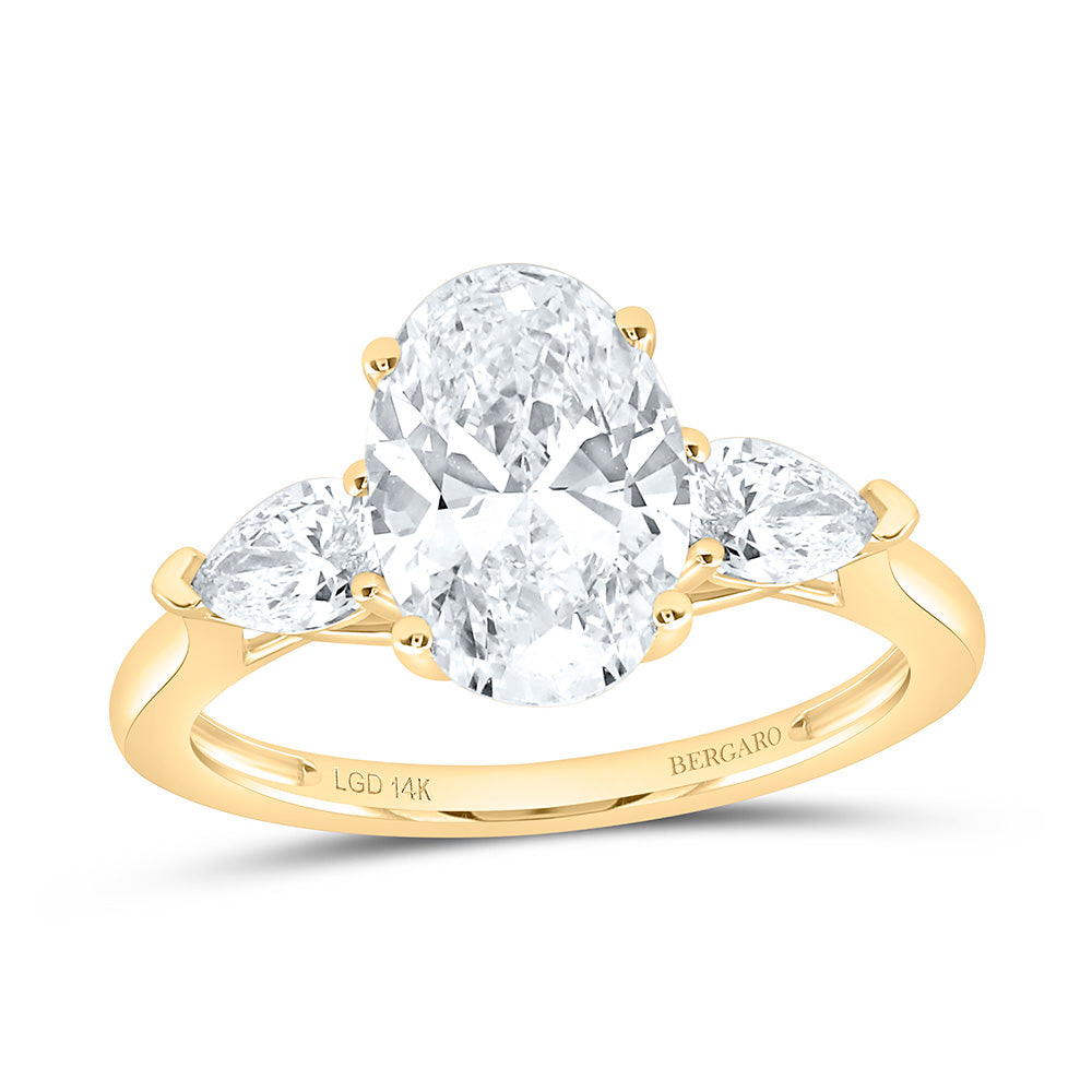 14K Yellow Or White Gold 2 5/8 Cttw Lab Grown Diamond 2 Cttw Center Oval Engagement Ring