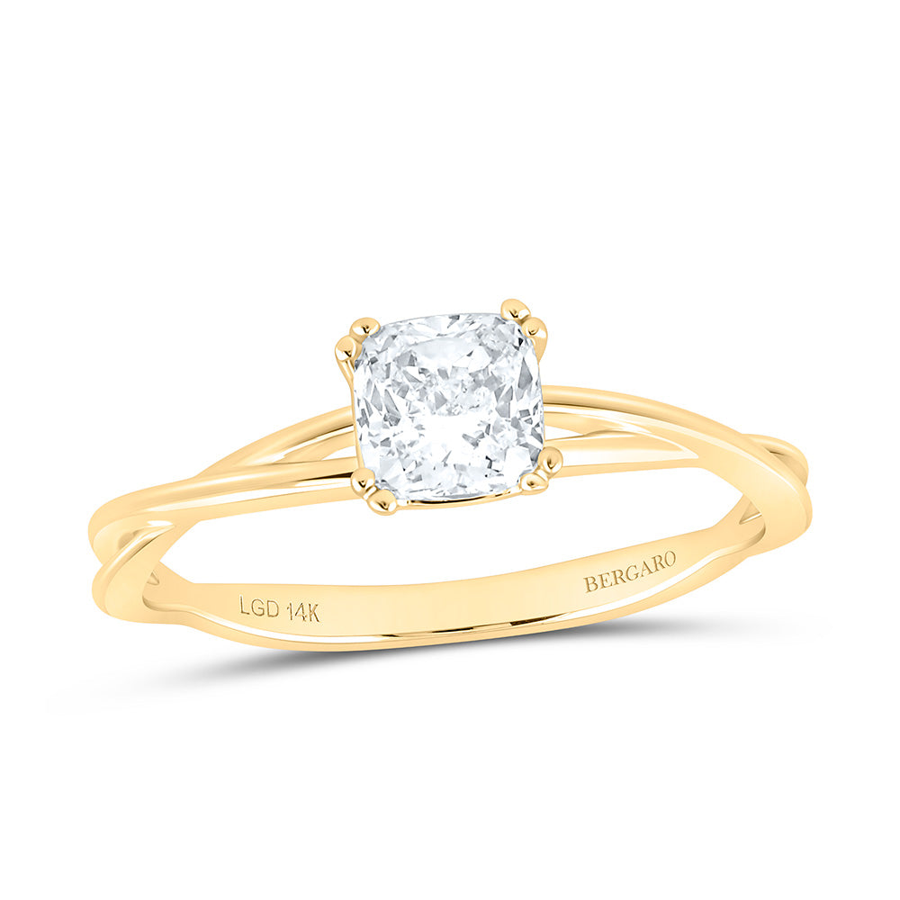 14K Yellow Or White Gold 3/4 Cttw Lab Grown Diamond Cushion Solitaire Ring