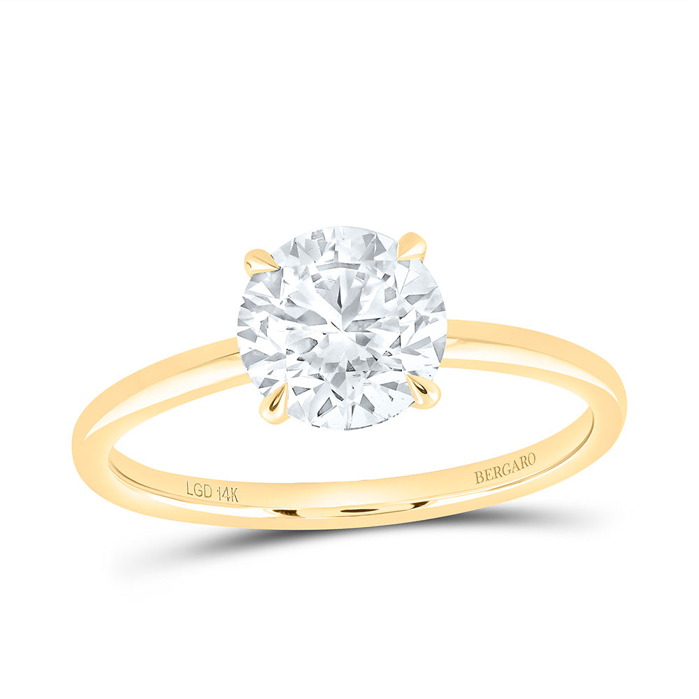 14K Yellow Or White Gold 1 1/2 Cttw Lab Grown Diamond Round Solitaire Ring