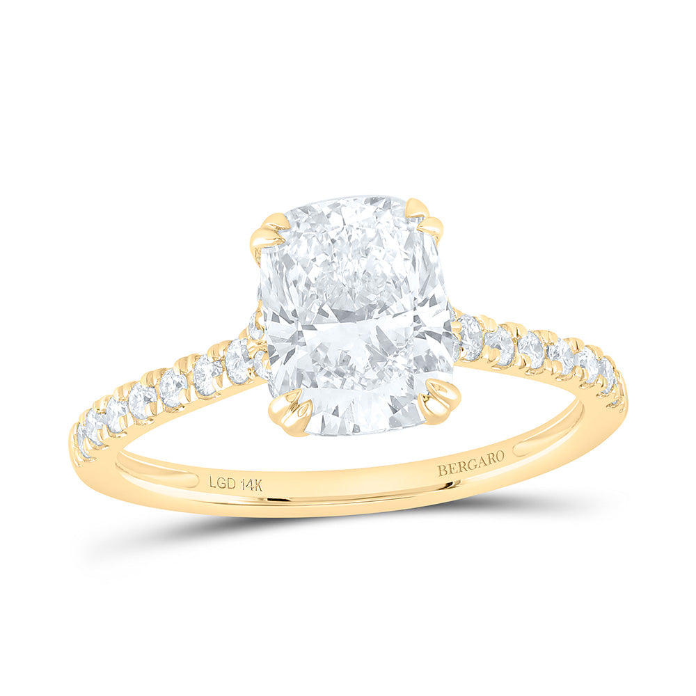 14K Yellow Or White Gold 2 1/4 Cttw Lab Grown Diamond 2 Cttw Center Cushion Engagement Ring