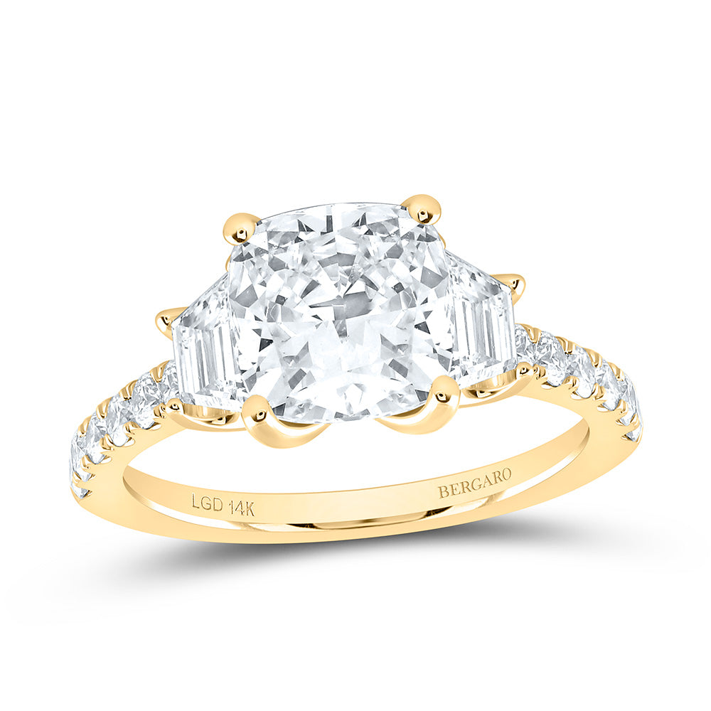14K Yellow Or White Gold 2 7/8 Cttw Lab Grown Diamond 2 Cttw Center Cushion Fashion Cushion Engagement Ring
