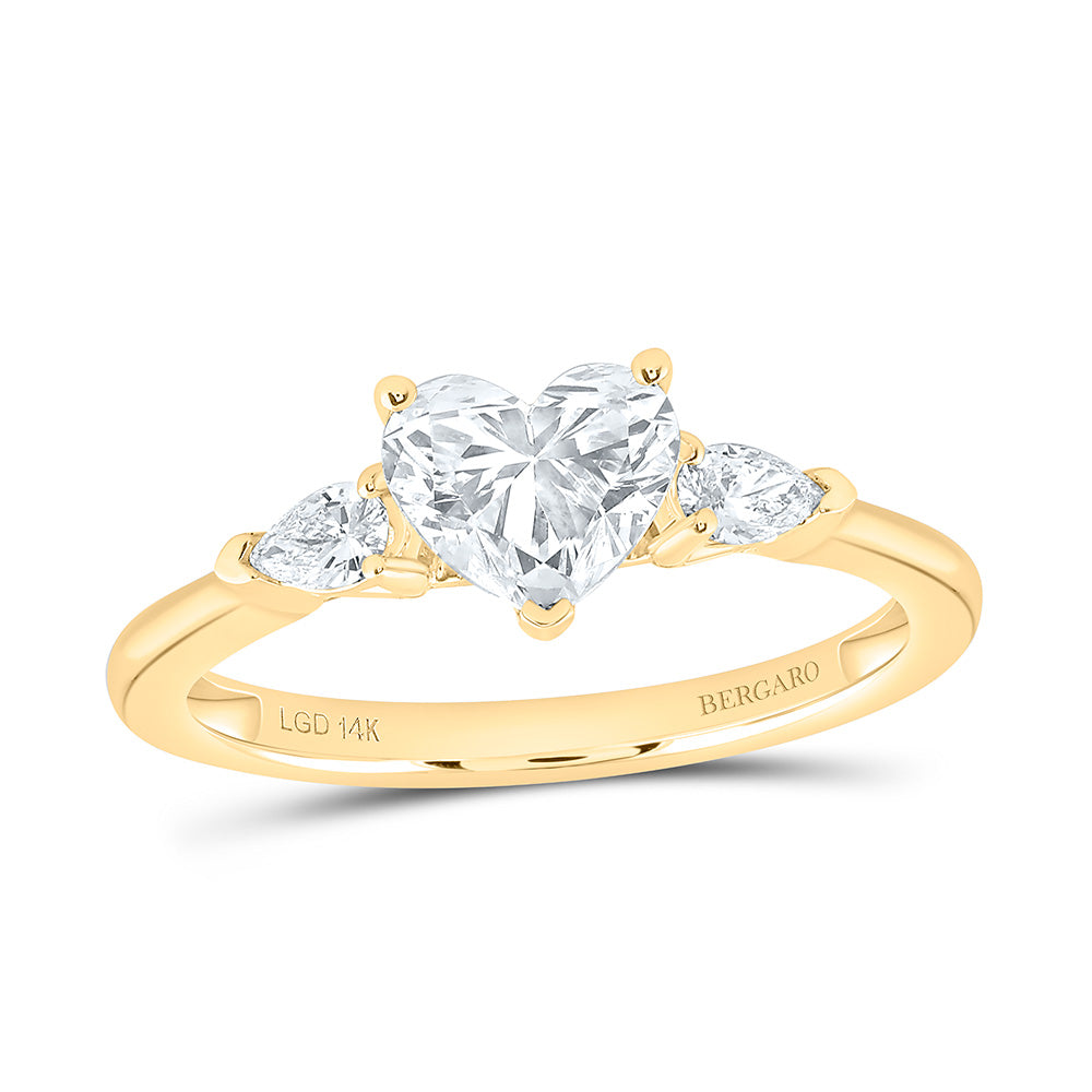 14K Yellow Or White Gold 1 1/5 Cttw Lab Grown Diamond 1 Cttw Center Heart Engagement Ring