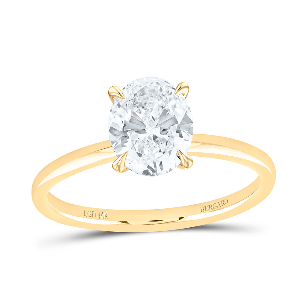 14K Yellow Or White Gold 1 3/4 Cttw Lab Grown Diamond Oval Solitaire Ring