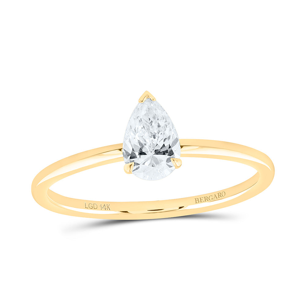 14K Yellow Or White Gold 1/2 Cttw Lab Grown Diamond Pear Solitaire Ring