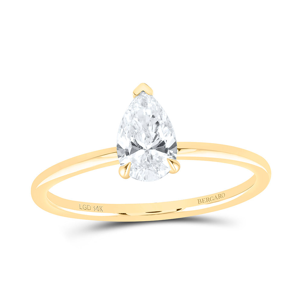 14K Yellow Or White Gold 1 1/4 Cttw Lab Grown Diamond Pear Solitaire Ring