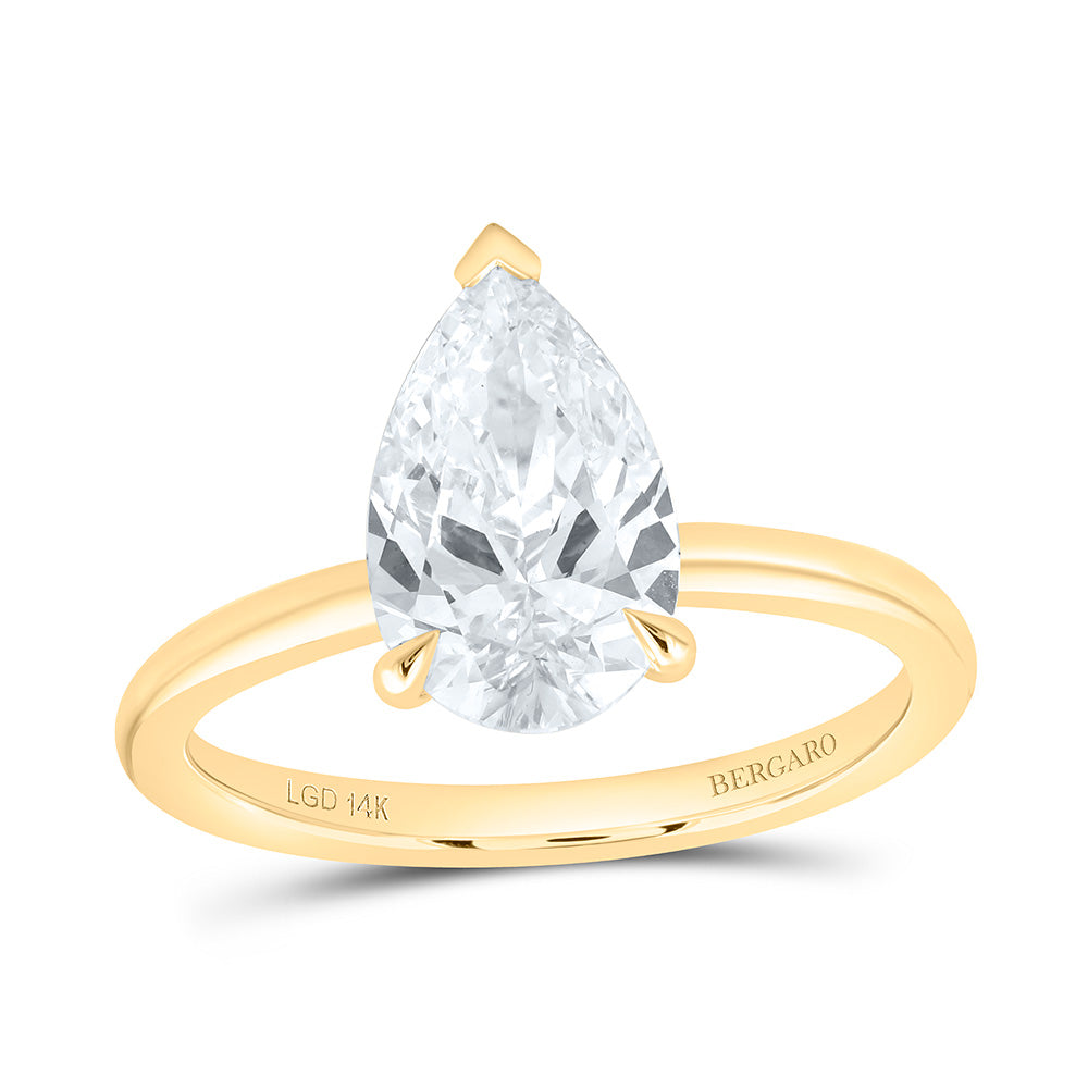 14K Yellow Or White Gold 2 Cttw Lab Grown Diamond Pear Solitaire Ring