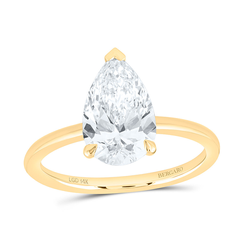 14K Yellow Or White Gold 2 Cttw Lab Grown Diamond Pear Solitaire Ring