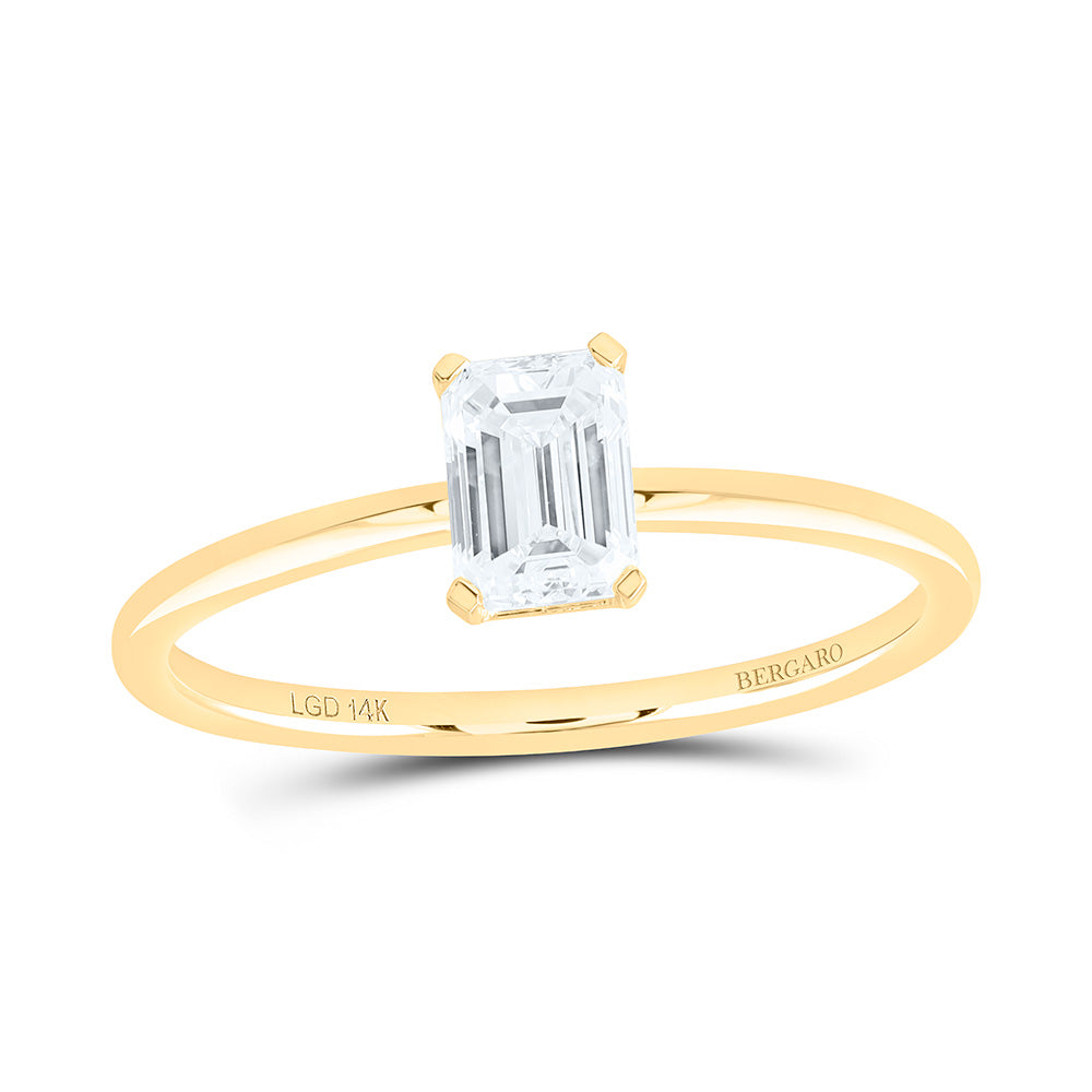 14K Yellow Or White Gold 3/4 Cttw Lab Grown Diamond Emerald Solitaire Ring