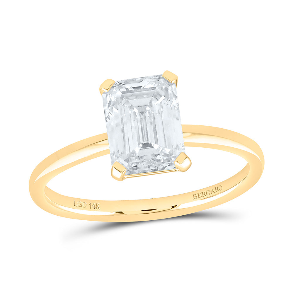 14K Yellow Or White Gold 2 1/4 Cttw Lab Grown Diamond Emerald Solitaire Ring