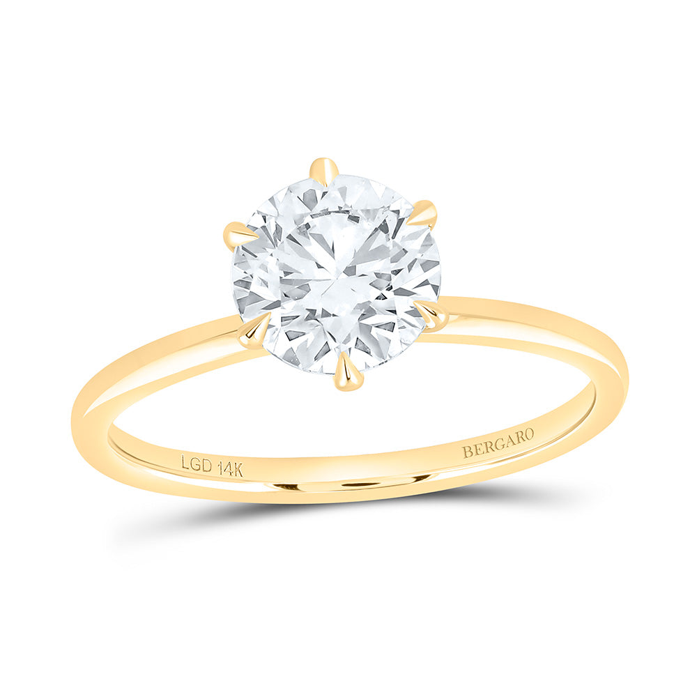 14K Yellow Or White Gold 1 1/4 Cttw Lab Grown Diamond Round Solitaire Ring