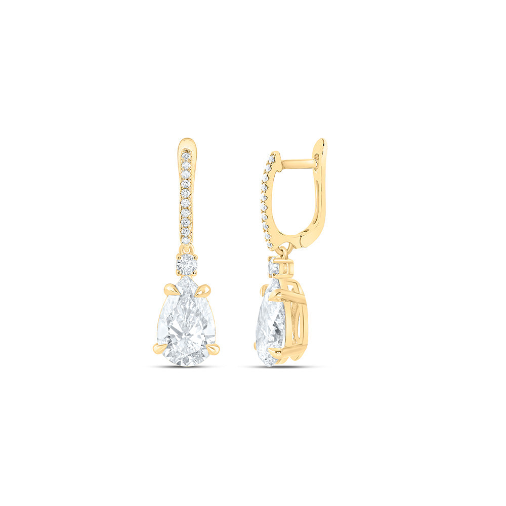 14K Yellow Or White Gold 6 3/8 Cttw Lab Grown Diamond Fashion Pear Dangling Earring