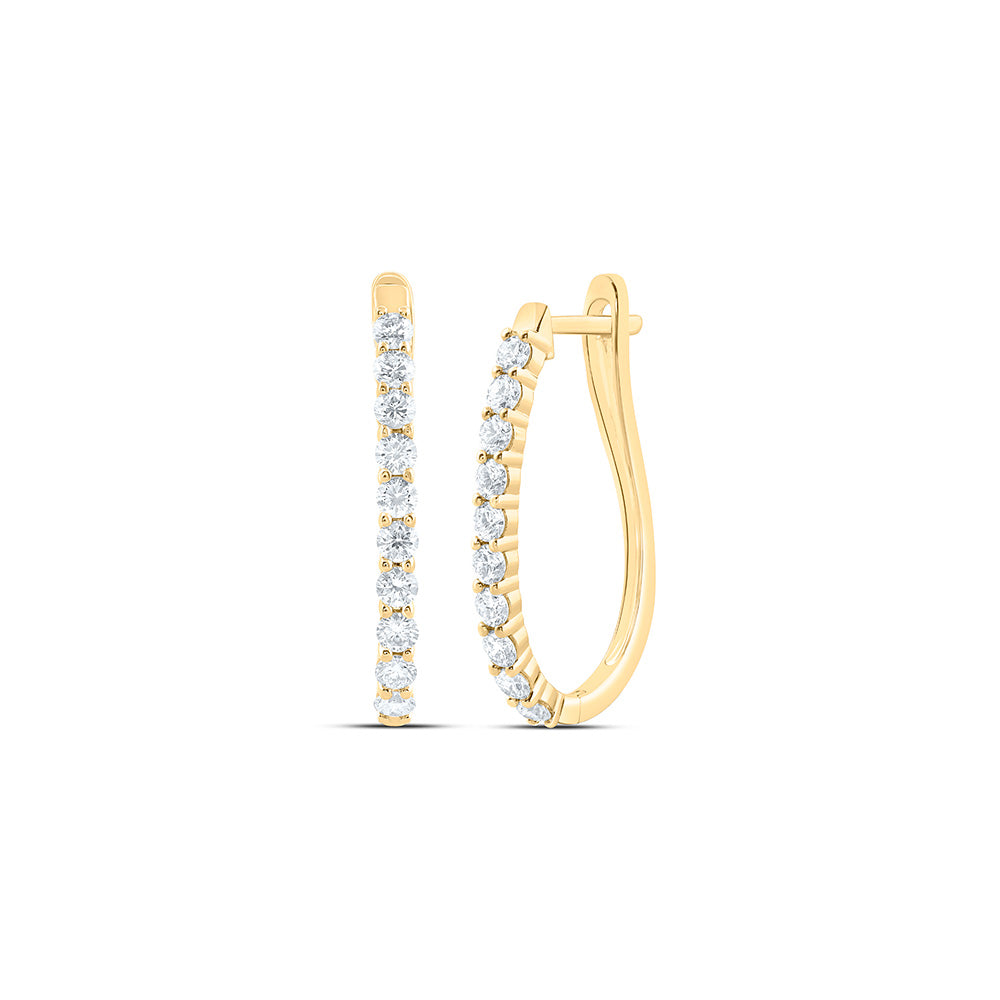 14K Yellow Or White Gold 1 1/2 Cttw Lab Grown Diamond Fashion Hoop Earring