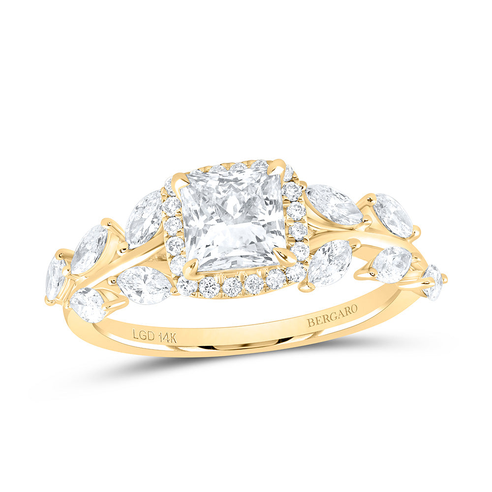 14K Yellow Or White Gold 1 3/4 Cttw Lab Grown Diamond 1 Cttw Center Princess Engagement Ring