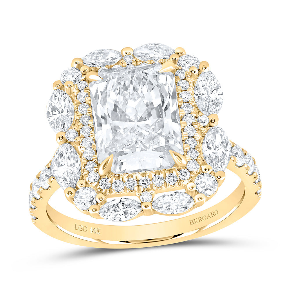 14K Yellow Or White Gold 4 1/3 Cttw Lab Grown Diamond 3 Cttw Center Radiant Engagement Ring