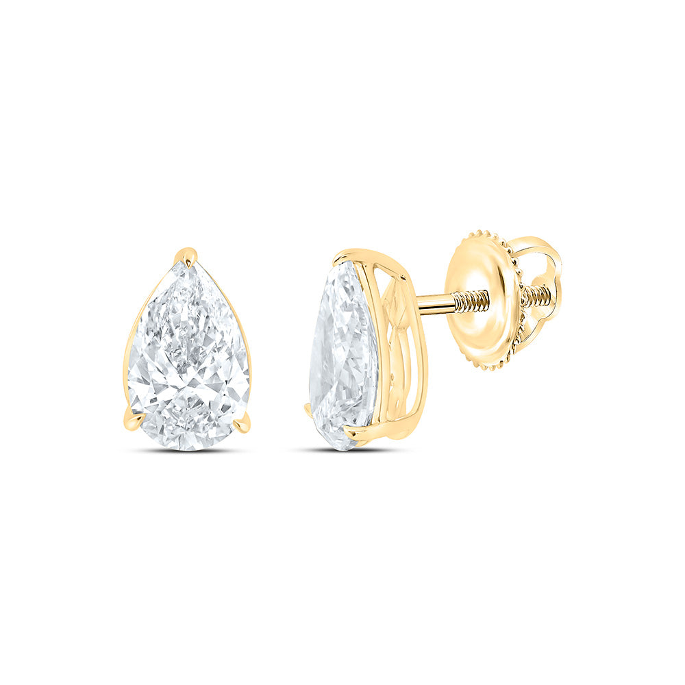 14K Yellow Or White Gold 2 Cttw Lab Grown Diamond Pear Solitaire Earring
