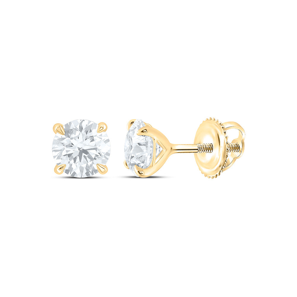 14K Yellow Or White Gold 1 Cttw Lab Grown Diamond Fashion Round Earring