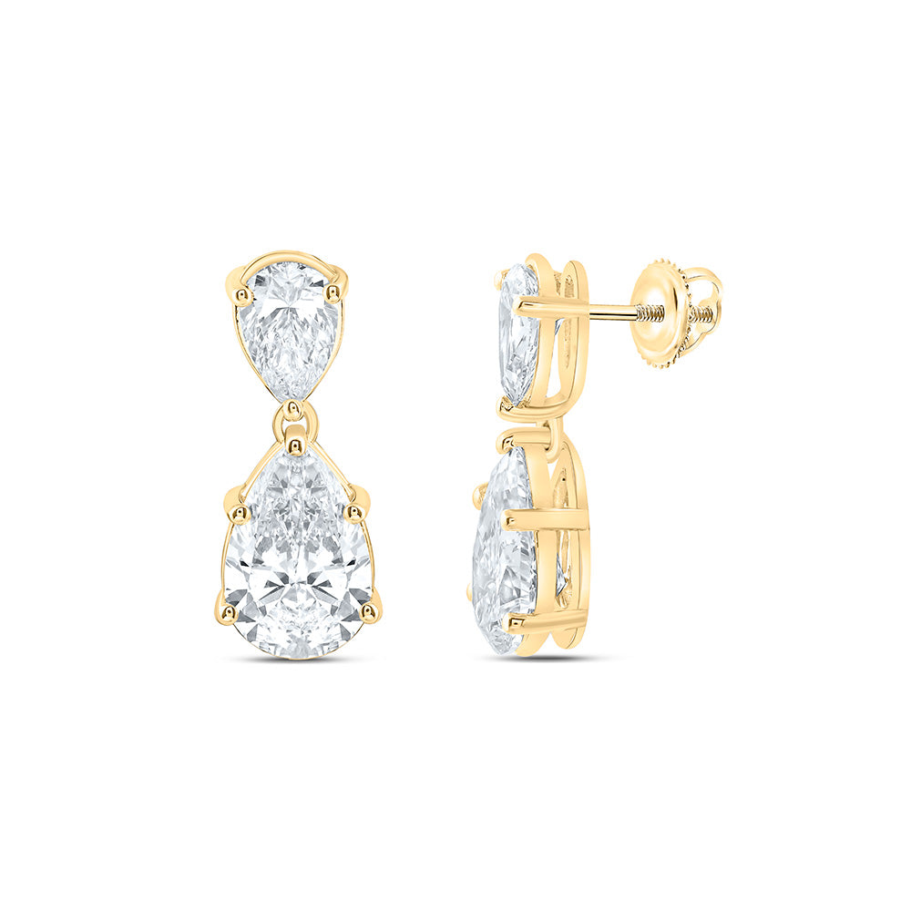 14K Yellow Or White Gold 4 Cttw Lab Grown Diamond Fashion Pear Dangling Earring