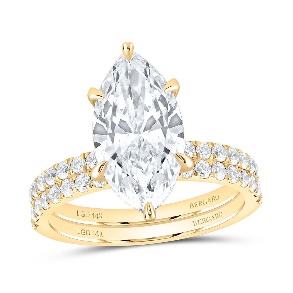 14K Yellow Or White Gold 3 3/4 Cttw Lab Grown Diamond 3 Cttw Center Marquise Bridal Set