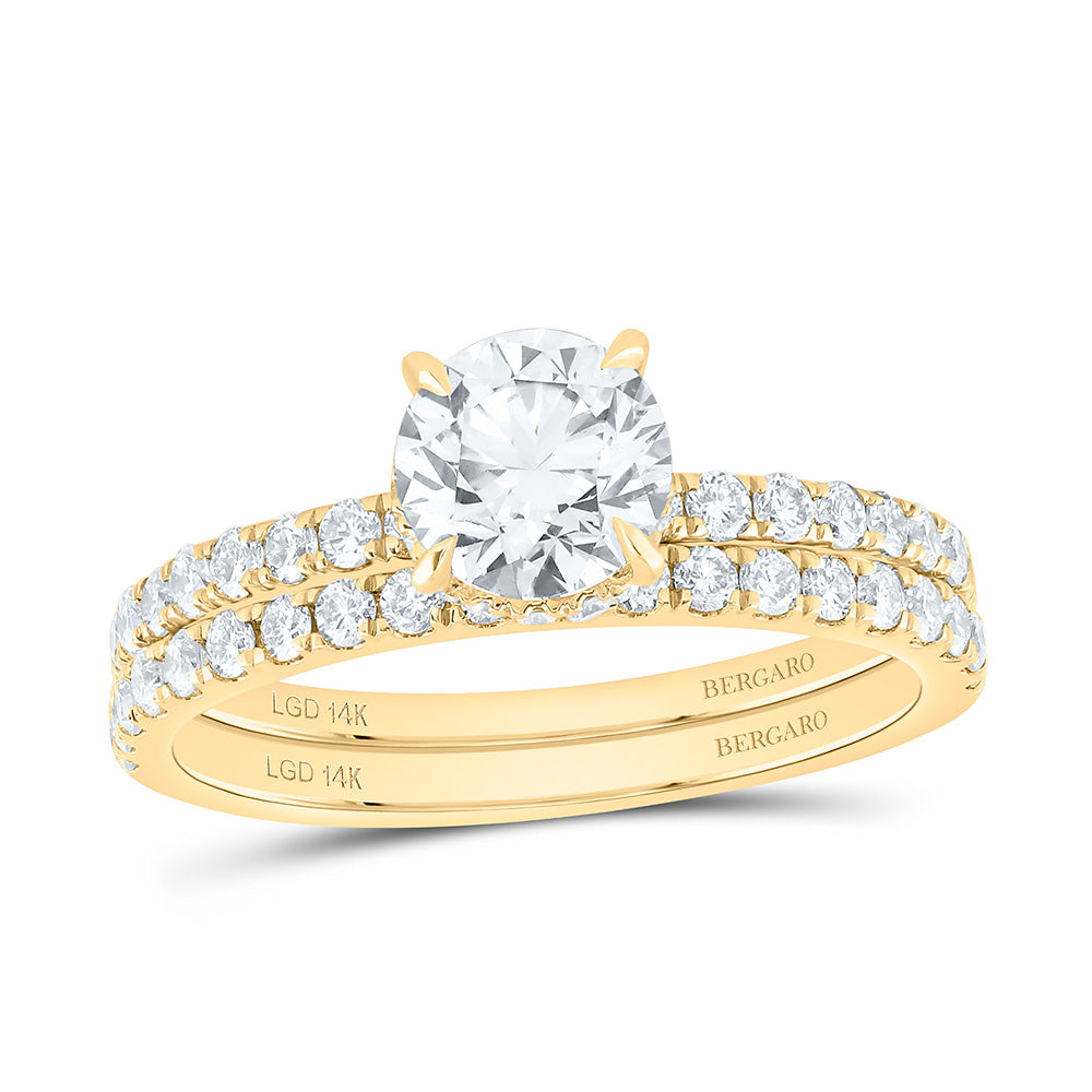 14K Yellow Or White Gold 1 3/4 Cttw Lab Grown Diamond 1 Cttw Center Round Bridal Set