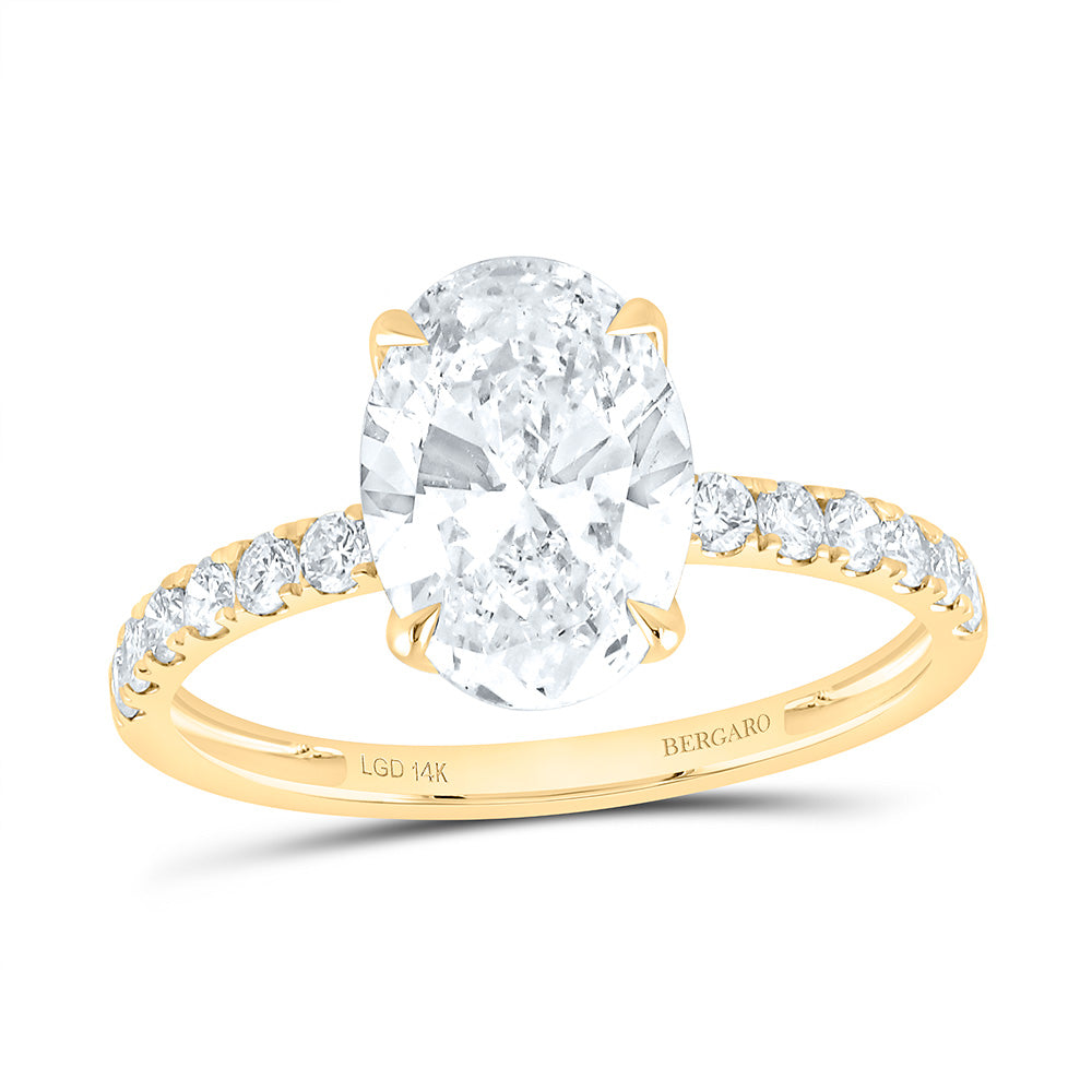 14K Yellow Or White Gold 2 3/8 Cttw Lab Grown Diamond 2 Cttw Center Oval Engagement Ring
