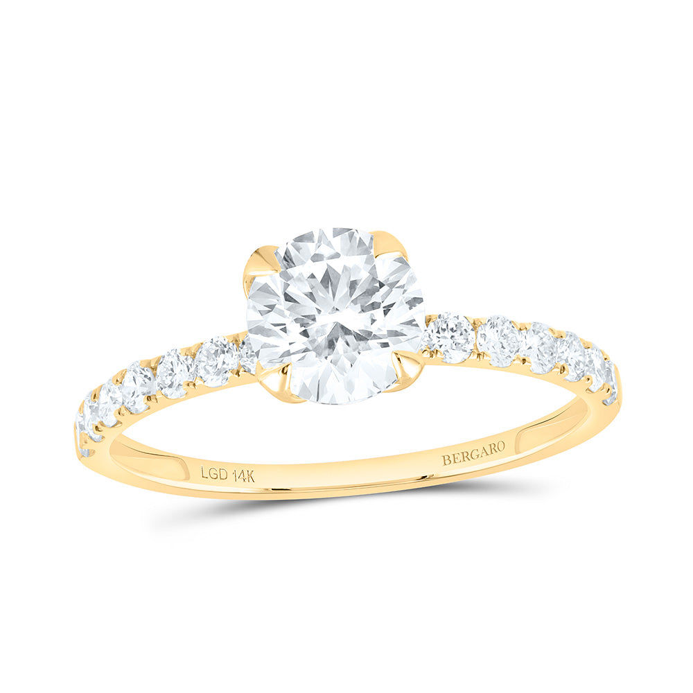 14K Yellow Or White Gold 1 1/3 Cttw Lab Grown Diamond 1 Cttw Center Round Engagement Ring