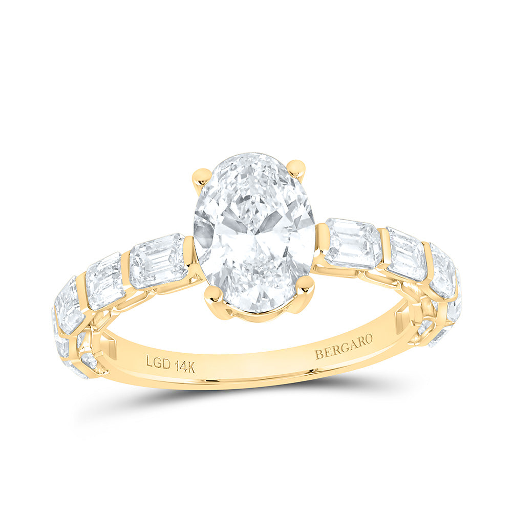 14K Yellow Or White Gold 3 Cttw Lab Grown Diamond 1 1/2 Cttw Center Oval Engagement Ring