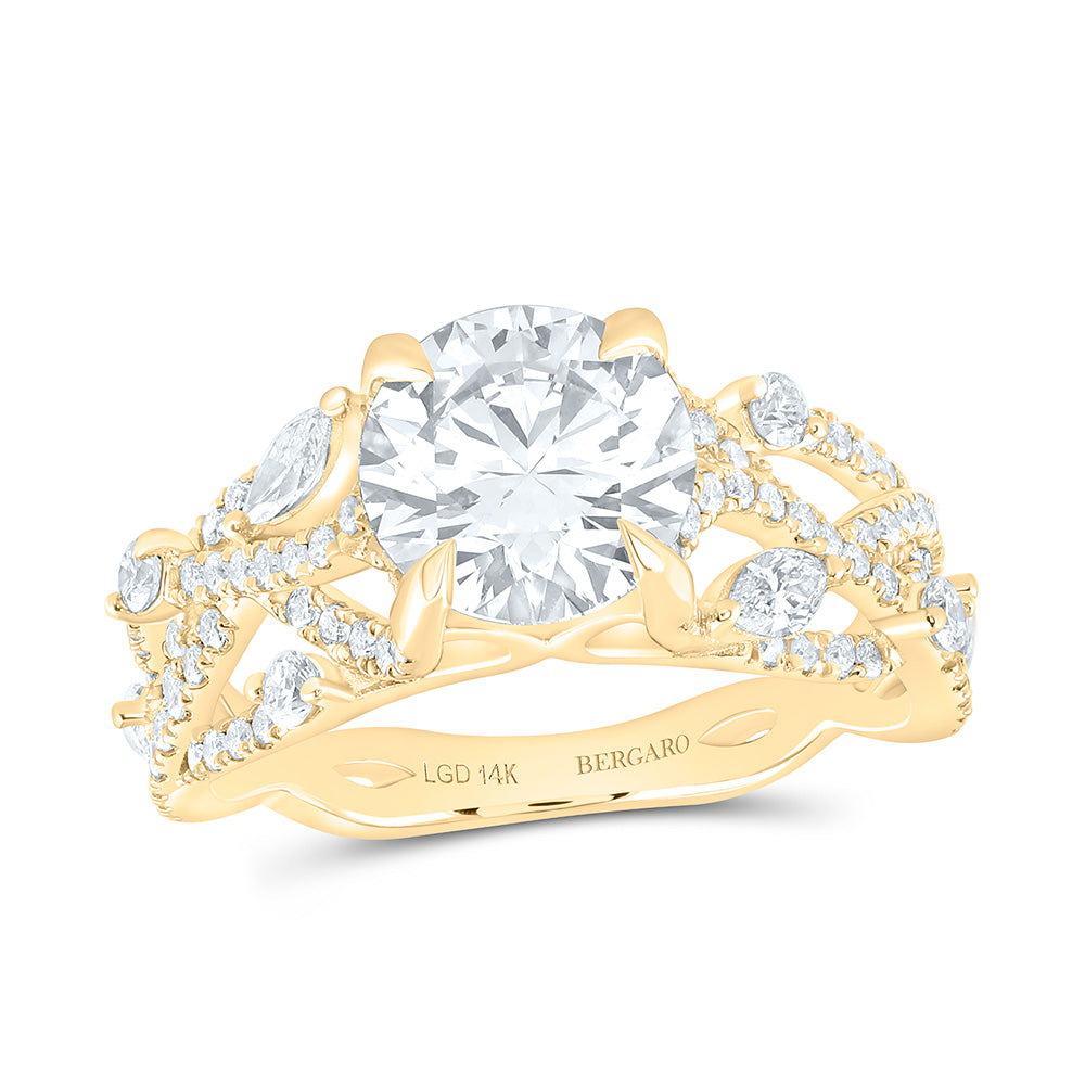 14K Yellow Or White Gold 2 7/8 Cttw Lab Grown Diamond 2 Cttw Center Round Engagement Ring