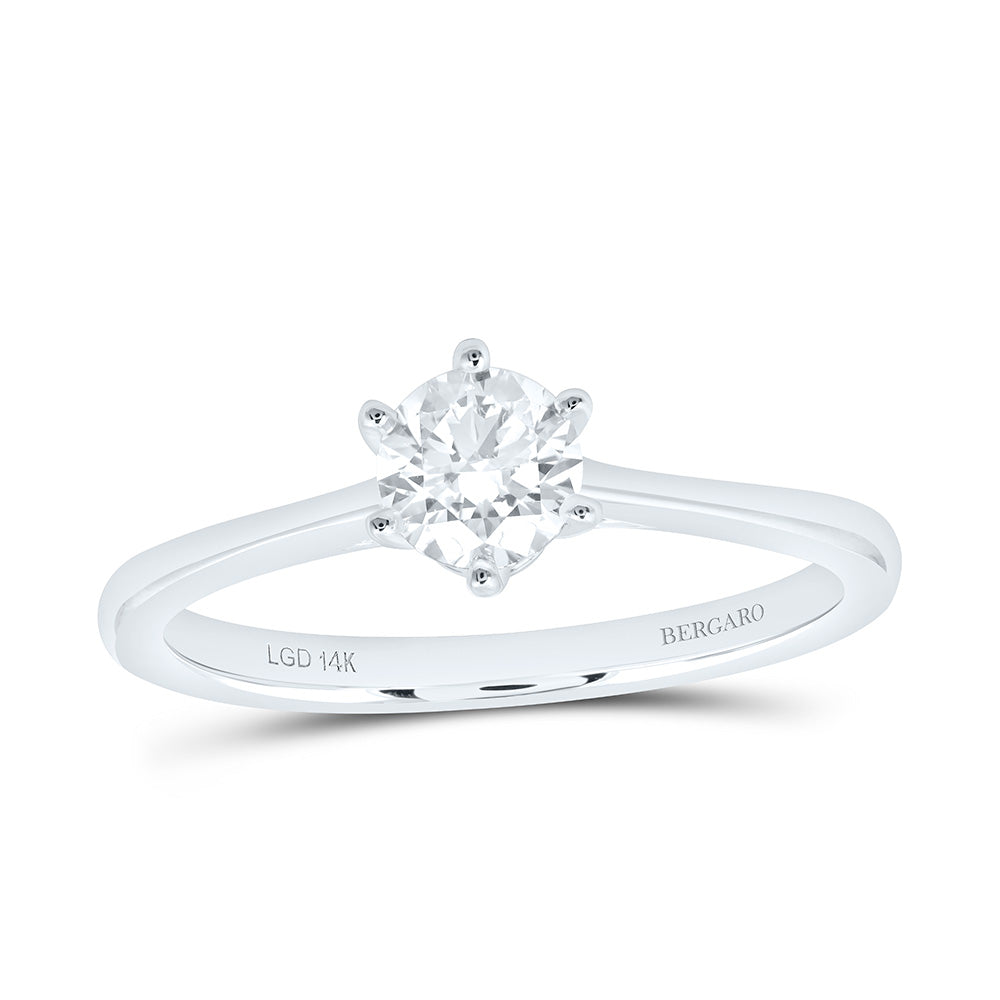 14K Yellow Or White Gold 1/2 Cttw Lab Grown Diamond Round Solitaire Ring