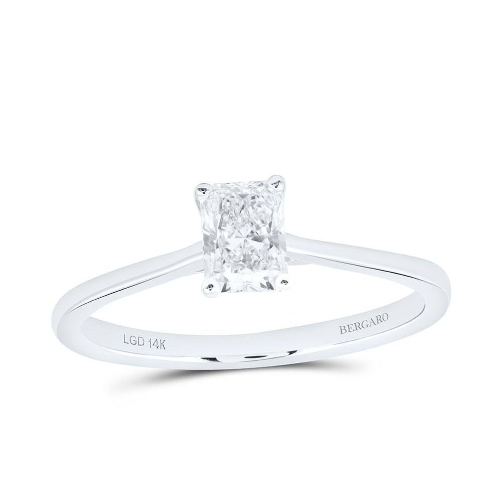 14K Yellow Or White Gold 1/2 Cttw Lab Grown Diamond Radiant Solitaire Ring