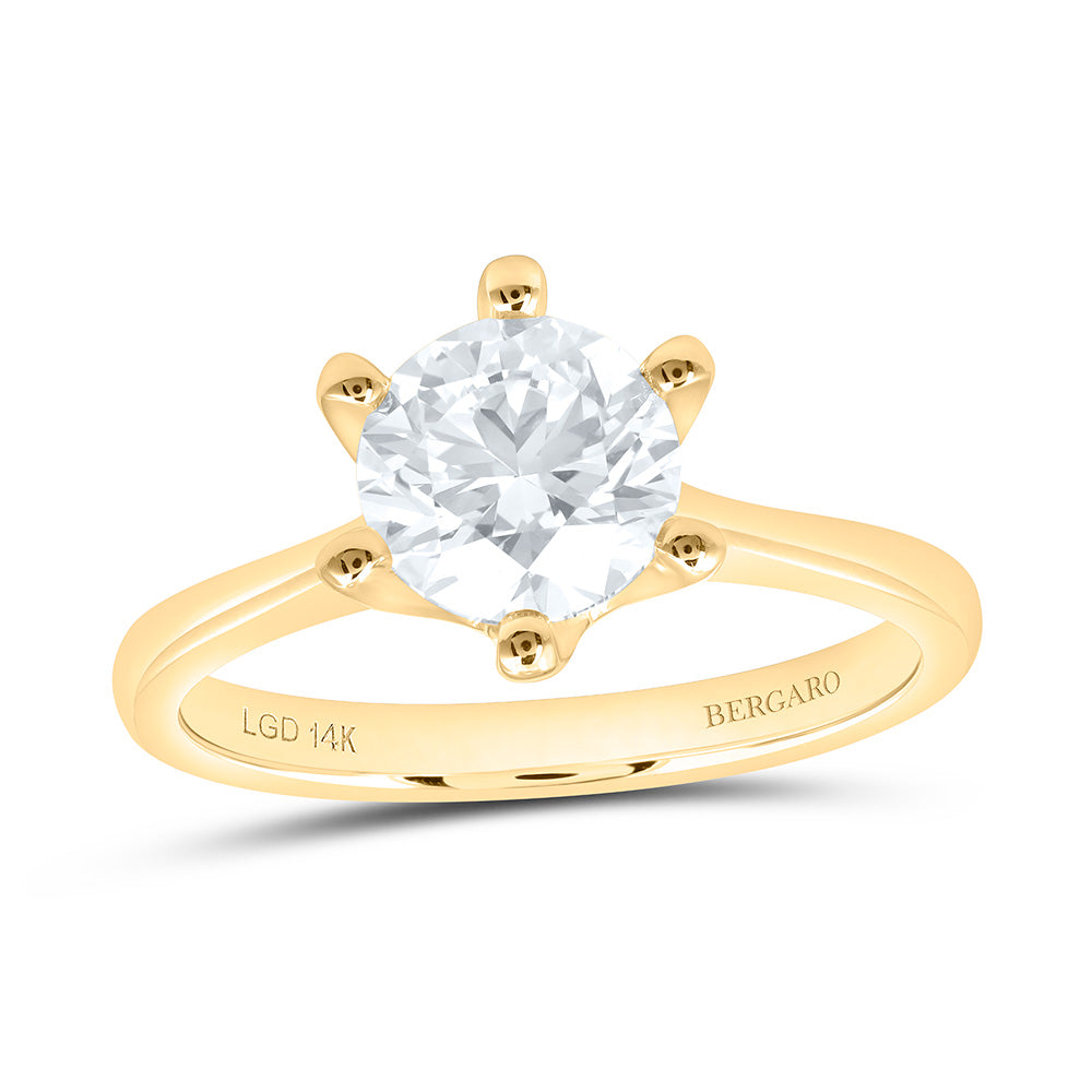 14K Yellow Or White Gold 1 1/2 Cttw Lab Grown Diamond Round Solitaire Ring