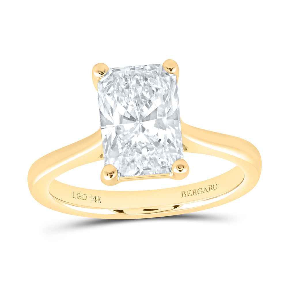 14K Yellow Or White Gold 2 1/2 Cttw Lab Grown Diamond Radiant Solitaire Ring