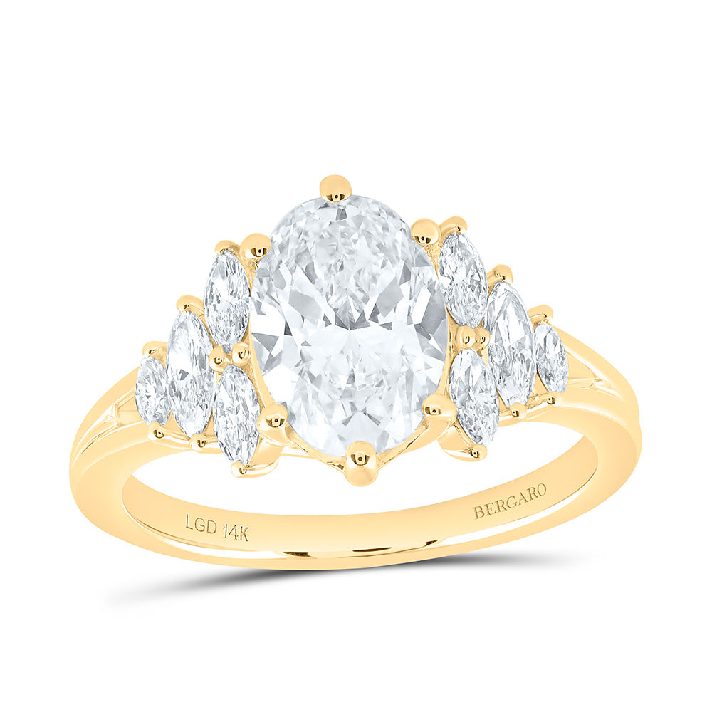 14K Yellow Or White Gold 2 1/2 Cttw Lab Grown Diamond 2 Cttw Center Oval Engagement Ring