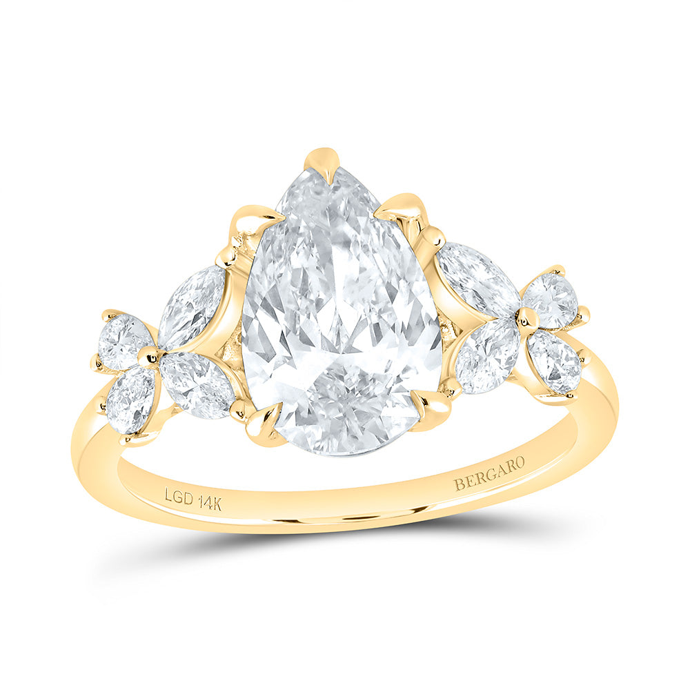 14K Yellow Or White Gold 2 3/4 Cttw Lab Grown Diamond 2 Cttw Center Pear Engagement Ring