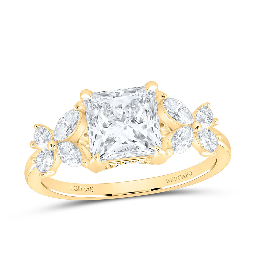14K Yellow Or White Gold 2 5/8 Cttw Lab Grown Diamond 2 Cttw Center Princess Engagement Ring