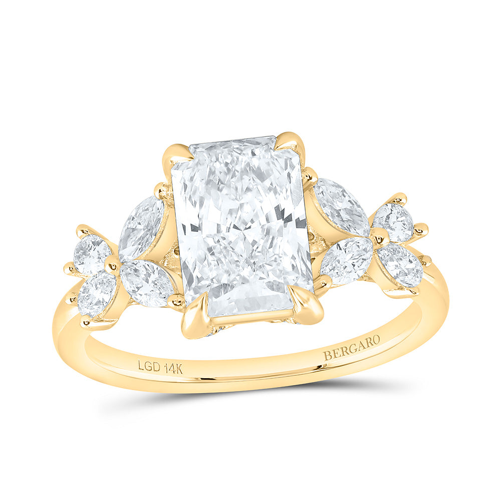 14K Yellow Or White Gold 2 5/8 Cttw Lab Grown Diamond 2 Cttw Center Fashion Radiant Engagement Ring