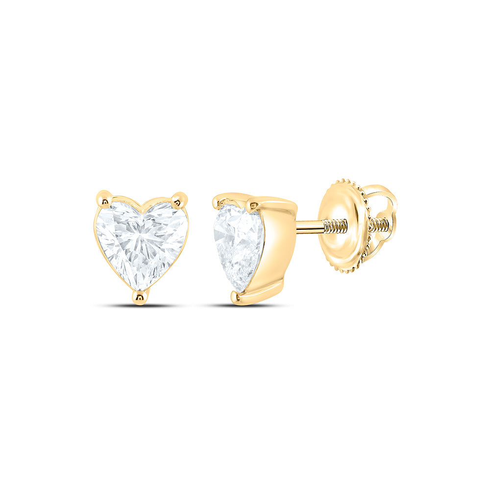 14K Yellow Or White Gold 1 Cttw Lab Grown Diamond Heart Solitaire Earring