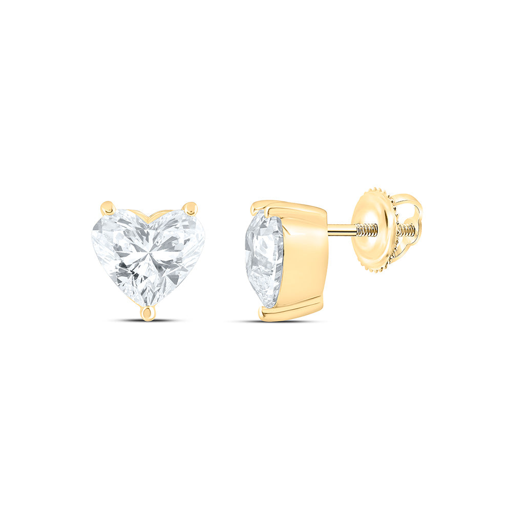 14K Yellow Or White Gold 3 Cttw Lab Grown Diamond Heart Solitaire Earring