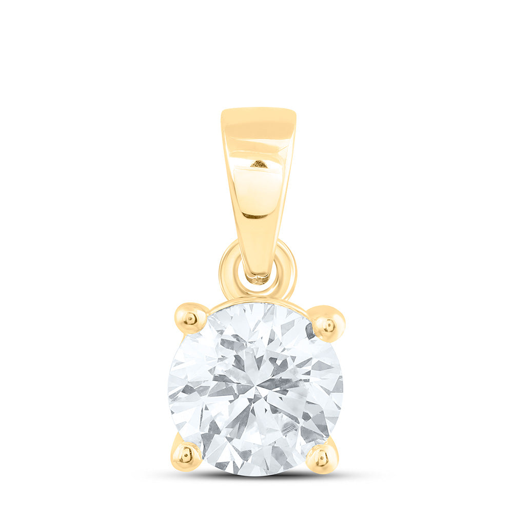 14K Yellow Or White Gold 3/4 Cttw Lab Grown Diamond Round Solitaire Pendant