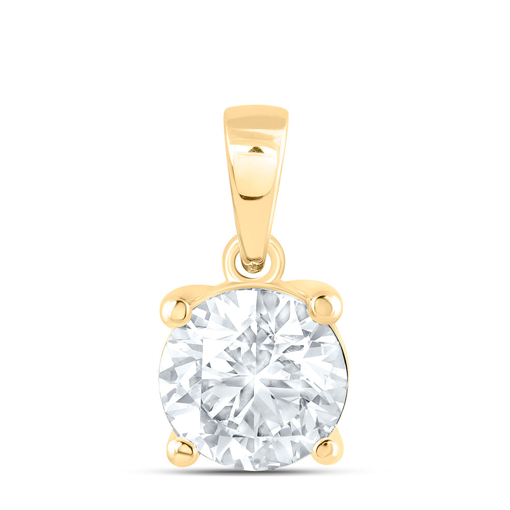 14K Yellow Or White Gold 1 Cttw Lab Grown Diamond Round Solitaire Pendant