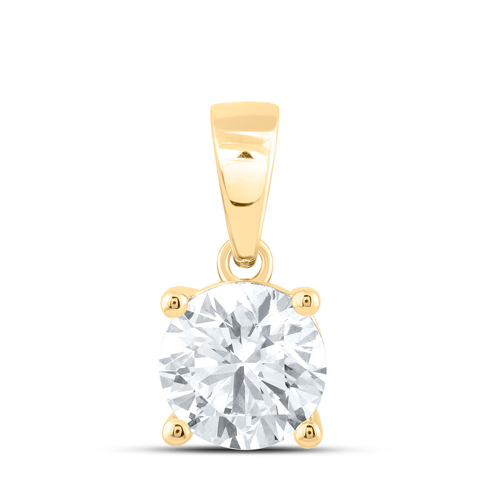 14K Yellow Or White Gold 1 1/2 Cttw Lab Grown Diamond Round Solitaire Pendant