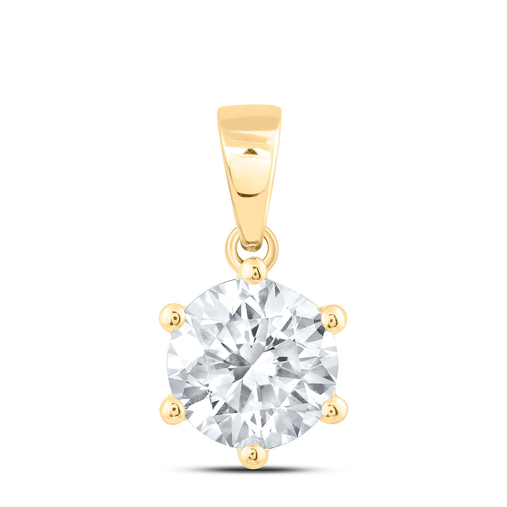 14K Yellow Or White Gold 1 Cttw Lab Grown Diamond Round Solitaire Pendant