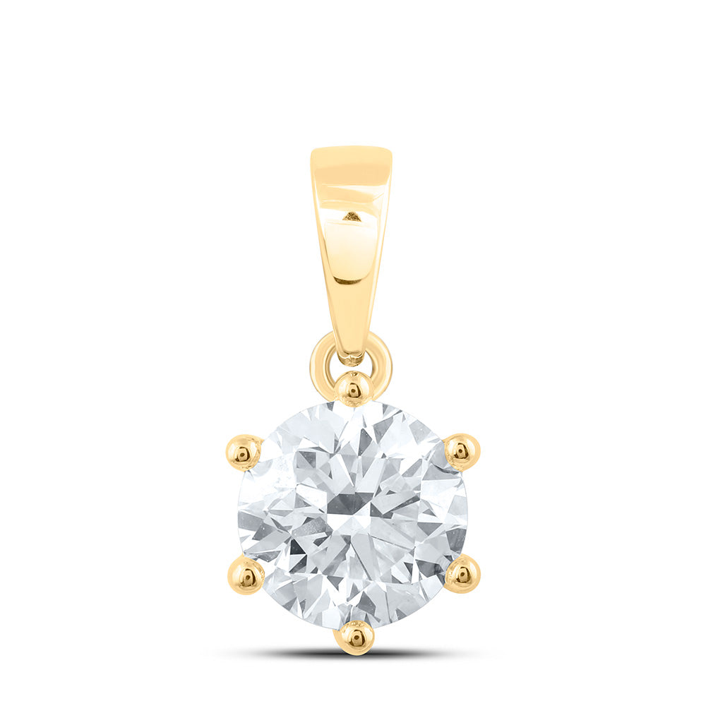 14K Yellow Or White Gold 1 1/2 Cttw Lab Grown Diamond Round Solitaire Pendant
